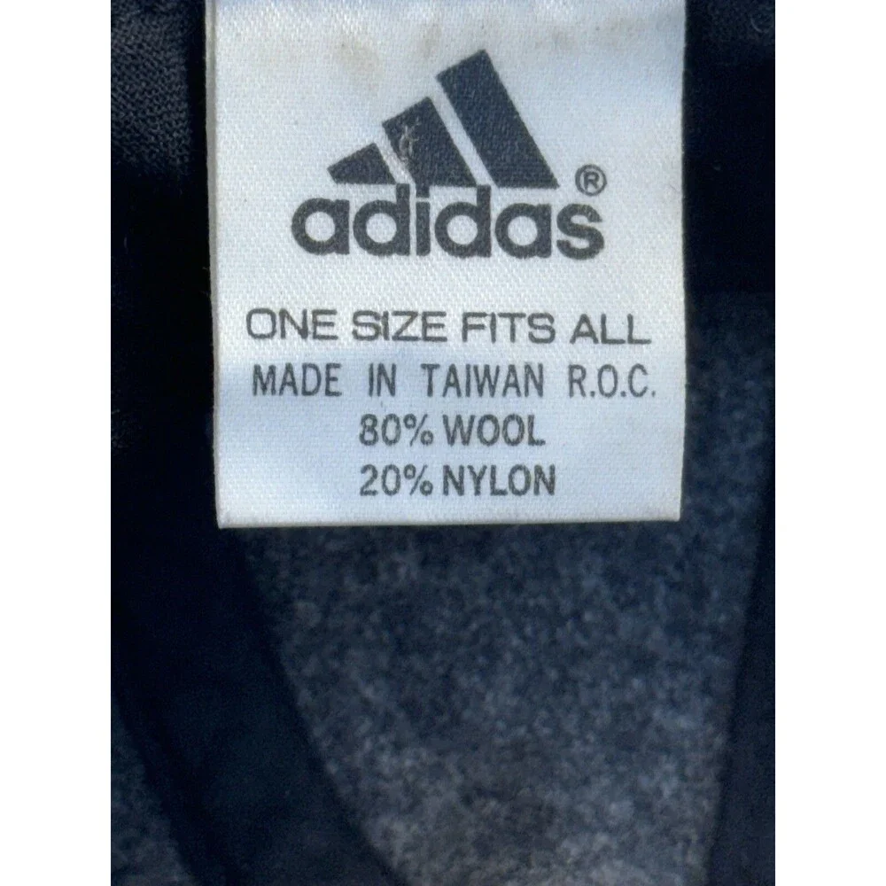 VTG Adidas Gray Black Wool Blend Baseball Hat/Cap Adjustable LOGO Patch